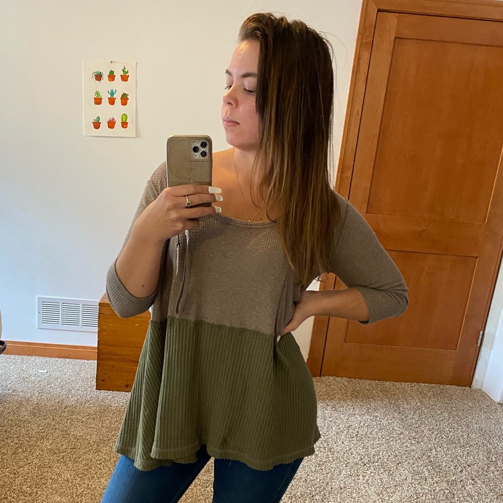 We The Free Waffle Knit Tunic Top